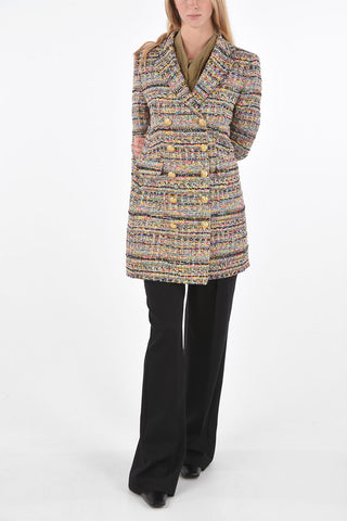 lurex double breasted Chesterfield coat with golden buttons