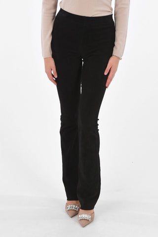 Suede Elastic Waist Band Bootcut Pants