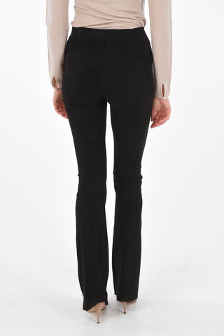 Suede Elastic Waist Band Bootcut Pants