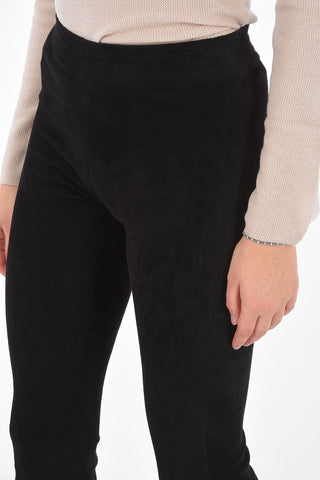 Suede Elastic Waist Band Bootcut Pants