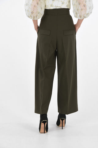 Side Zipped Closure High Waist Wide Leg Pants