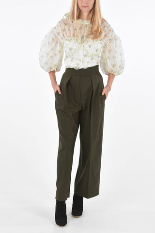 Side Zipped Closure High Waist Wide Leg Pants
