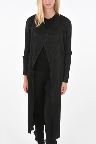 PLEATS PLEASE multi-pleated maxi cardigan
