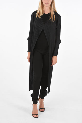 PLEATS PLEASE multi-pleated maxi cardigan