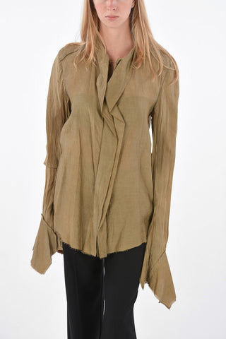 flounce sleeve ruffle front shirt