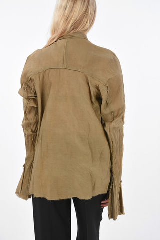 flounce sleeve ruffle front shirt