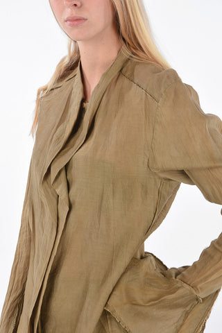 flounce sleeve ruffle front shirt