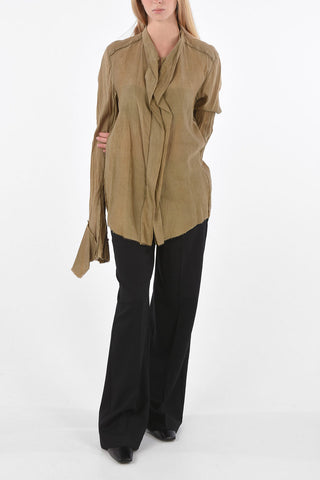 flounce sleeve ruffle front shirt