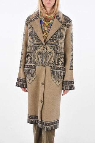 Maxi Cappotto Lungo in Lana a Fantasia Arabesque