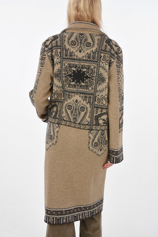 Maxi Cappotto Lungo in Lana a Fantasia Arabesque