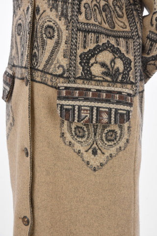 Maxi Cappotto Lungo in Lana a Fantasia Arabesque
