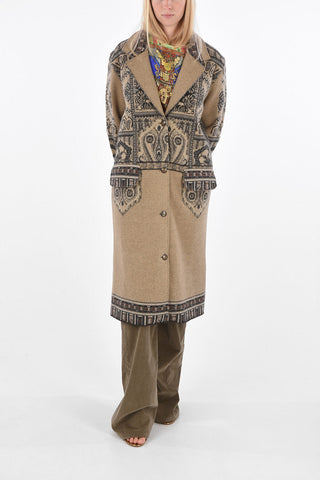 Maxi Cappotto Lungo in Lana a Fantasia Arabesque