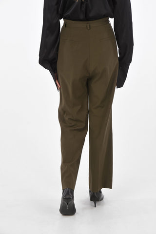 bouble pleat pants with belt