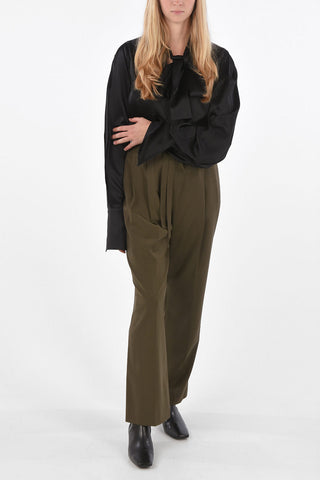 bouble pleat pants with belt