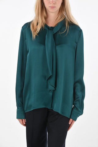 camicia tie-neck a manica lunga