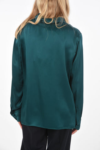 camicia tie-neck a manica lunga
