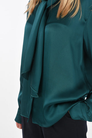 camicia tie-neck a manica lunga