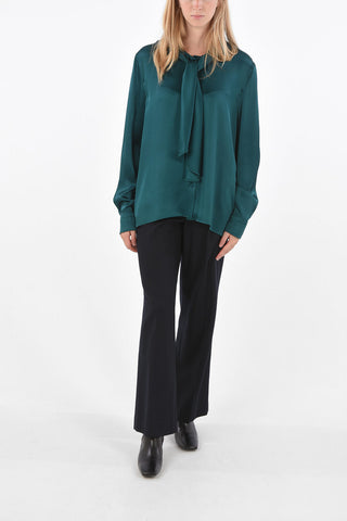 camicia tie-neck a manica lunga
