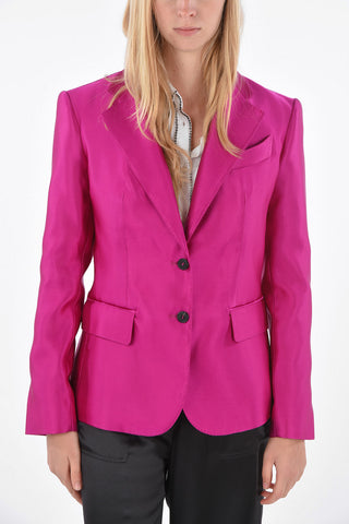 Visible Seams Silk Notch Lapel Blazer