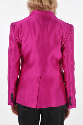 Visible Seams Silk Notch Lapel Blazer