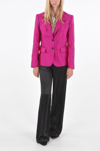 Visible Seams Silk Notch Lapel Blazer