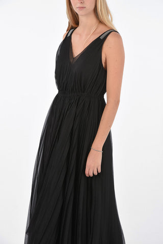 Jewel Strap Midi Accordion Dress