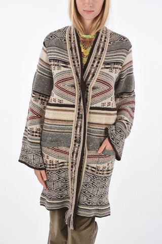 Cardigan Fair Isle  Oversize con Tasche a Toppa