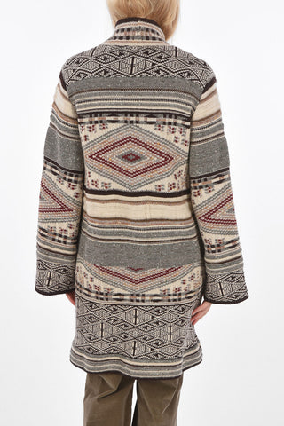 Cardigan Fair Isle  Oversize con Tasche a Toppa
