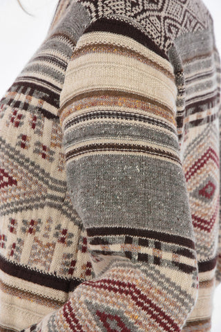 Cardigan Fair Isle  Oversize con Tasche a Toppa