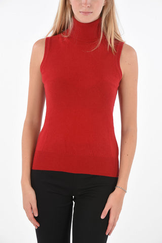 Cashemere sleeveless turtle-neck sweater