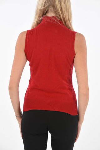 Cashemere sleeveless turtle-neck sweater