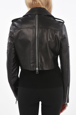 Leather Slim fit cropped jacket