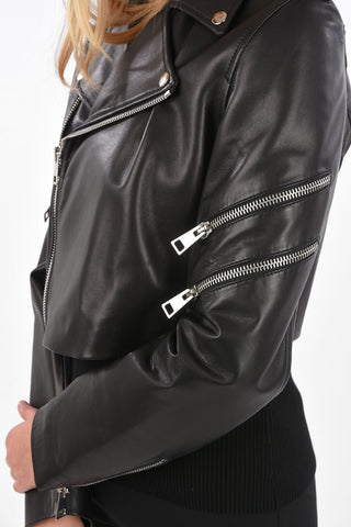 Leather Slim fit cropped jacket
