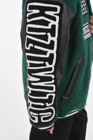 wool bomber with ecolether sleeve
