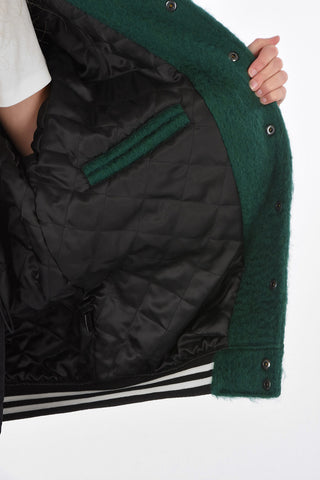 wool bomber with ecolether sleeve