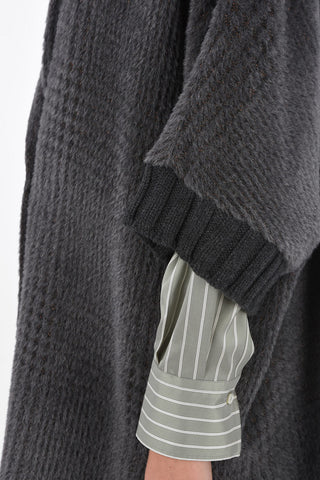 Wool 3/4 Sleeve Oversized Cardigan