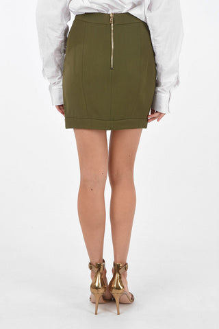 Jewel Button Tulip Mini-Skirt