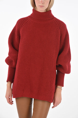 Crochet Merino Wool Turtle-Neck Sweater