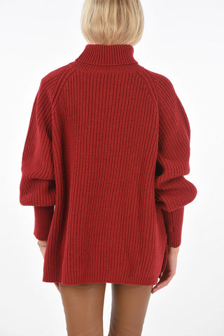 Crochet Merino Wool Turtle-Neck Sweater
