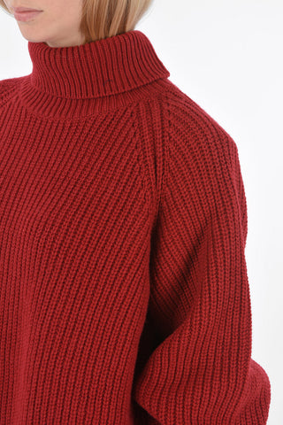 Crochet Merino Wool Turtle-Neck Sweater