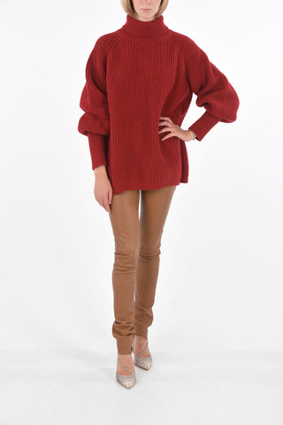 Crochet Merino Wool Turtle-Neck Sweater
