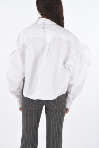 LE BLANC popeline peasant sleeve crop shirt