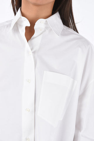 LE BLANC popeline peasant sleeve crop shirt