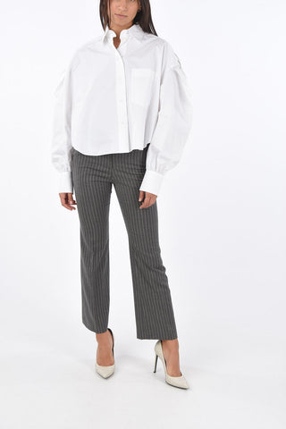 LE BLANC popeline peasant sleeve crop shirt