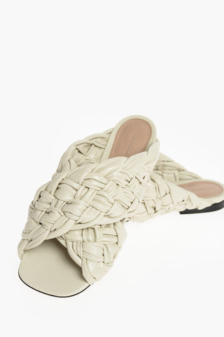 Leather Flat Sandals with Intertwined Motif
