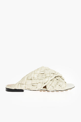 Leather Flat Sandals with Intertwined Motif