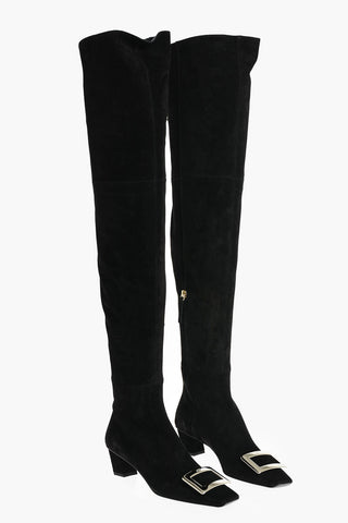 Over the Knee BELLE VIVIER Suede Boots with Front Buckle