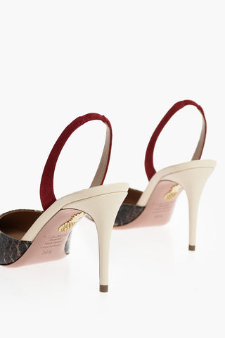 Snakeskin Slingback Pumps with Suede Strap