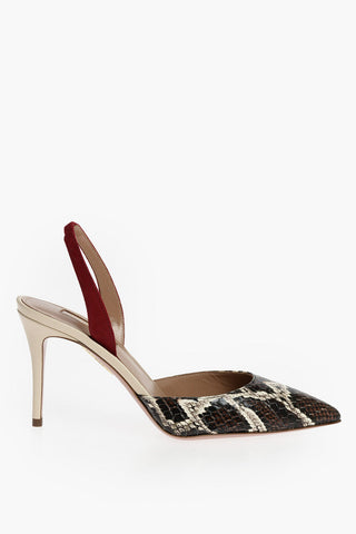 Snakeskin Slingback Pumps with Suede Strap