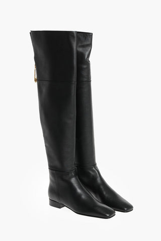 Over the Knee Boots with Back Zip and Square Toe